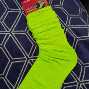 Neon green slouch socks for adults